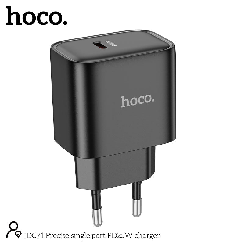 Hoco 25W USB-C Schnellladegerät mit USB-C Kabel 2m - Schwarz