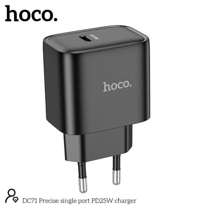 Hoco 25W USB-C Schnellladegerät mit USB-C Kabel 2m - Schwarz