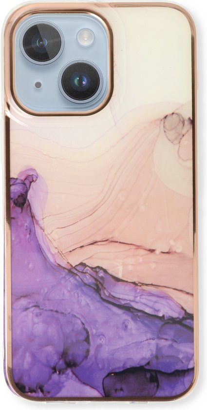 Apple iPhone 14 Plus Case - Purple - Silicone Marble Back Cover