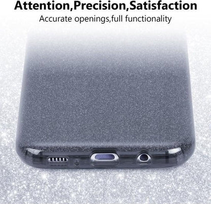 Samsung Galaxy S8 Hoesje - Glitter Back Cover - Zwart en Zilver Back Cover