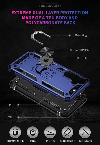 Samsung Galaxy A35 Hoesje - Blauw - Armor Kickstand Back Cover