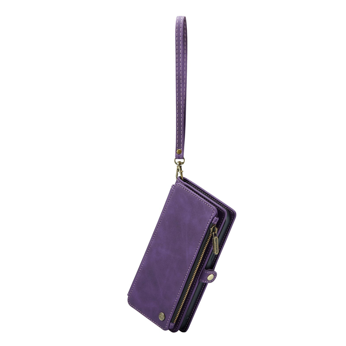 Apple iPhone 15 Pro Hoesje - Dark Purple - Luxe MagSafe Bookcase met Rits en Telefoonkoord
