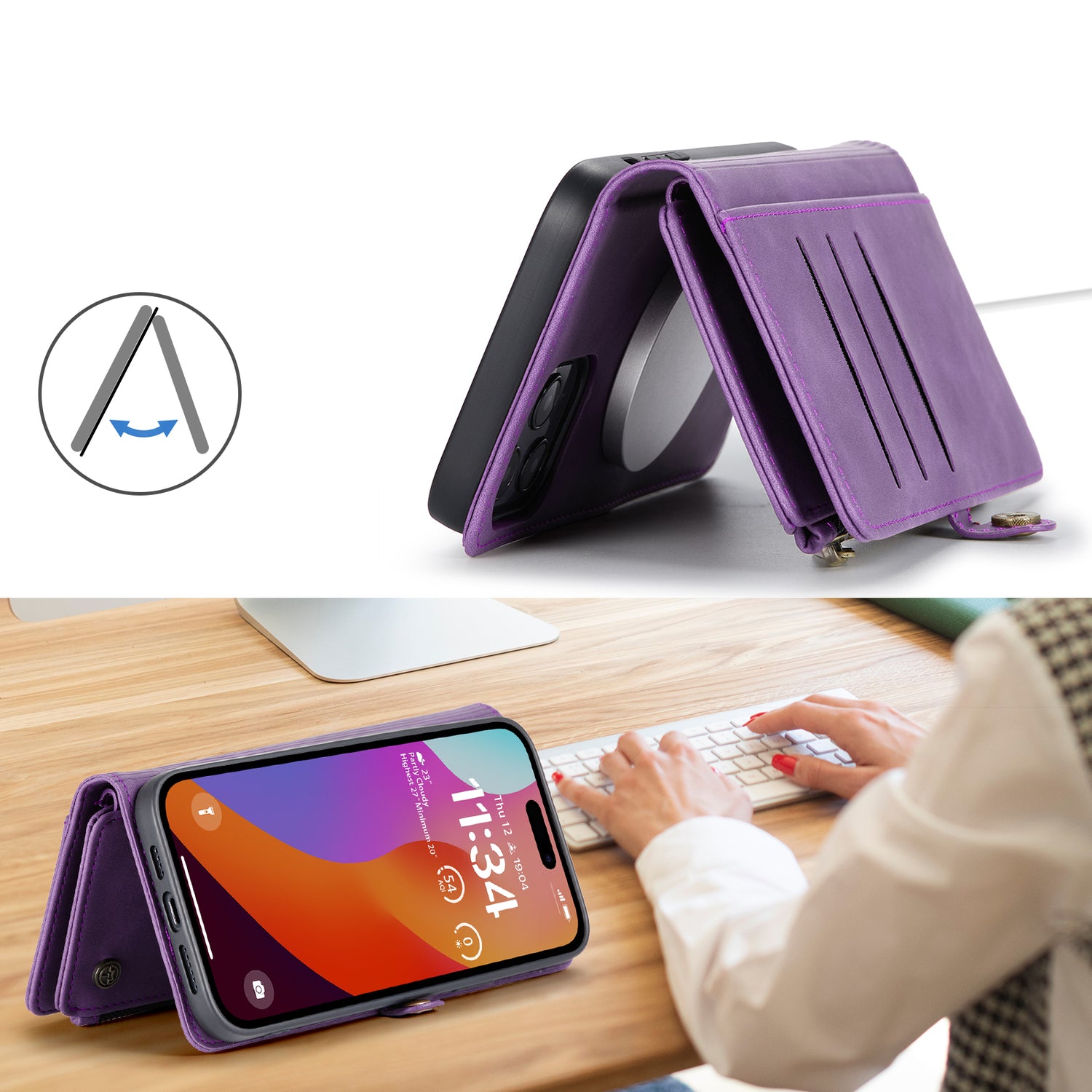 DECA | Portemonnee Book Case met Extra Vakken | Bright Lila