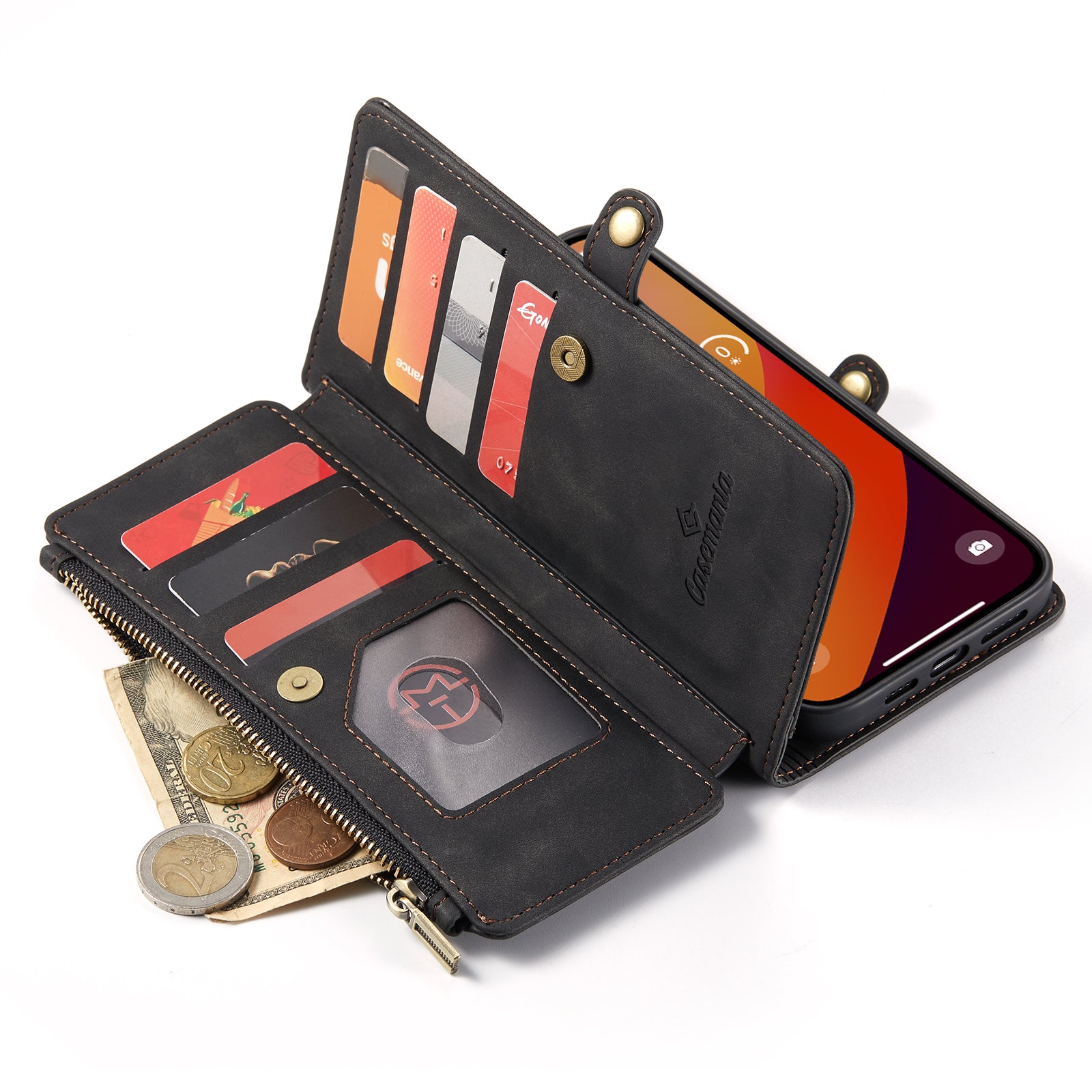 DECA | Portemonnee Book Case met Extra Vakken | Charcoal Gray