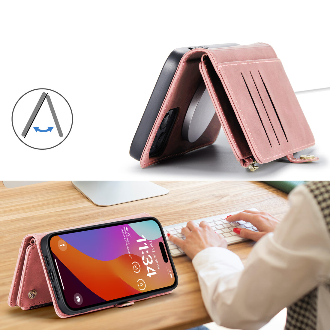 DECA | Portemonnee Book Case met Extra Vakken | Pale Pink