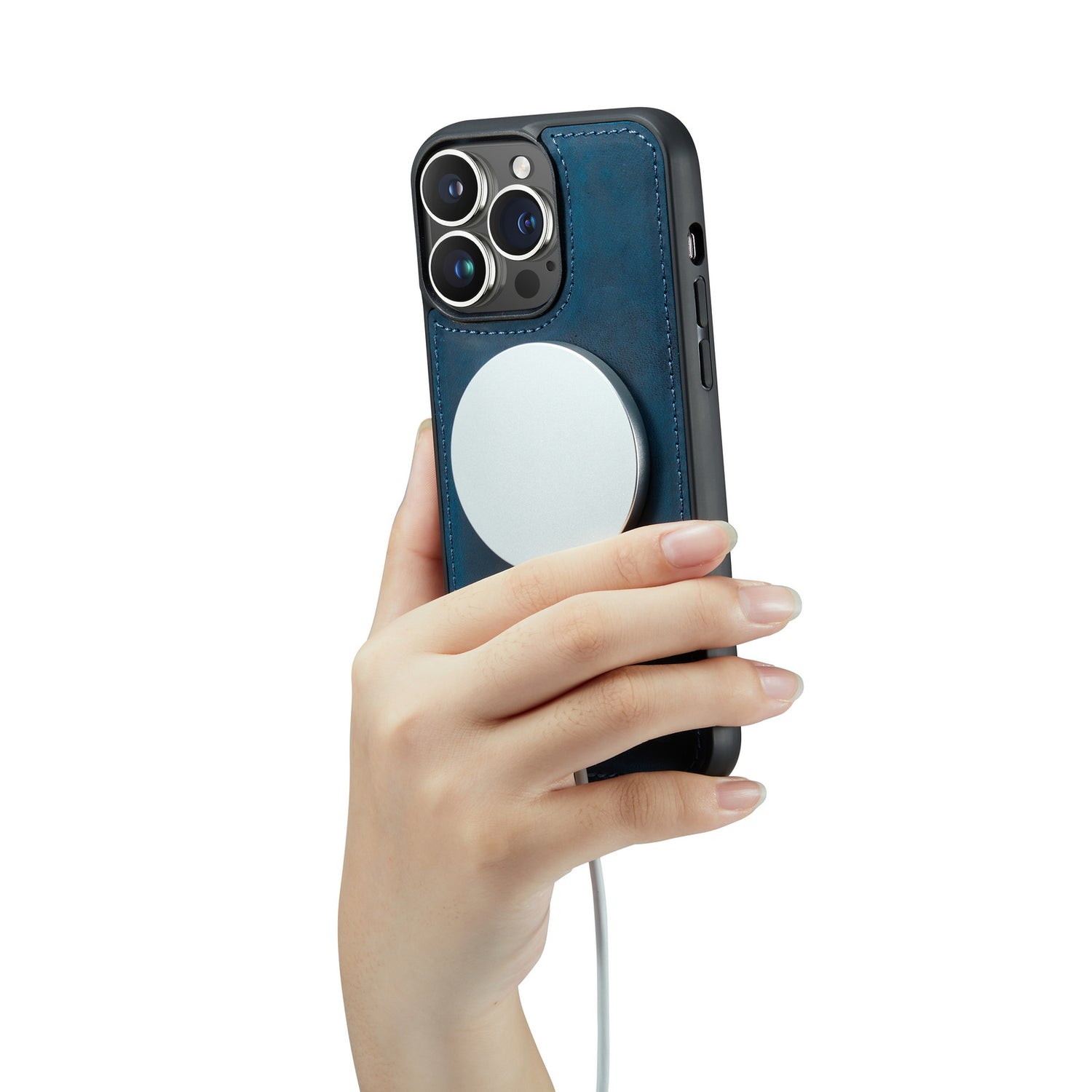 Snap Leather+ | MagSafe-Compatibel 2-in-1 Leren Bookcase | Navy Blue