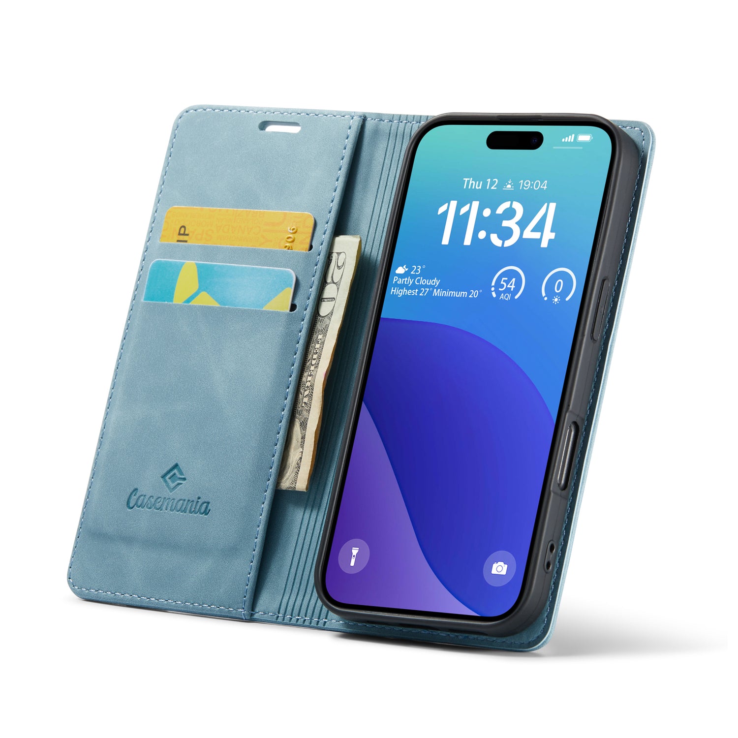 Slim | Portemonnee Book Case | Aqua Blue